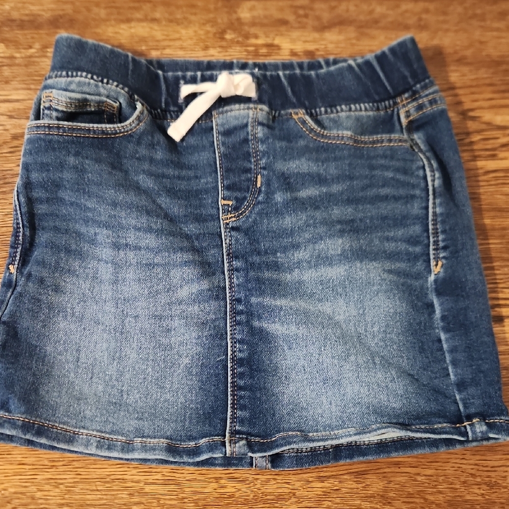 GAP Kids Blue Denim Skirt with White Lace Waist Tie Size Small